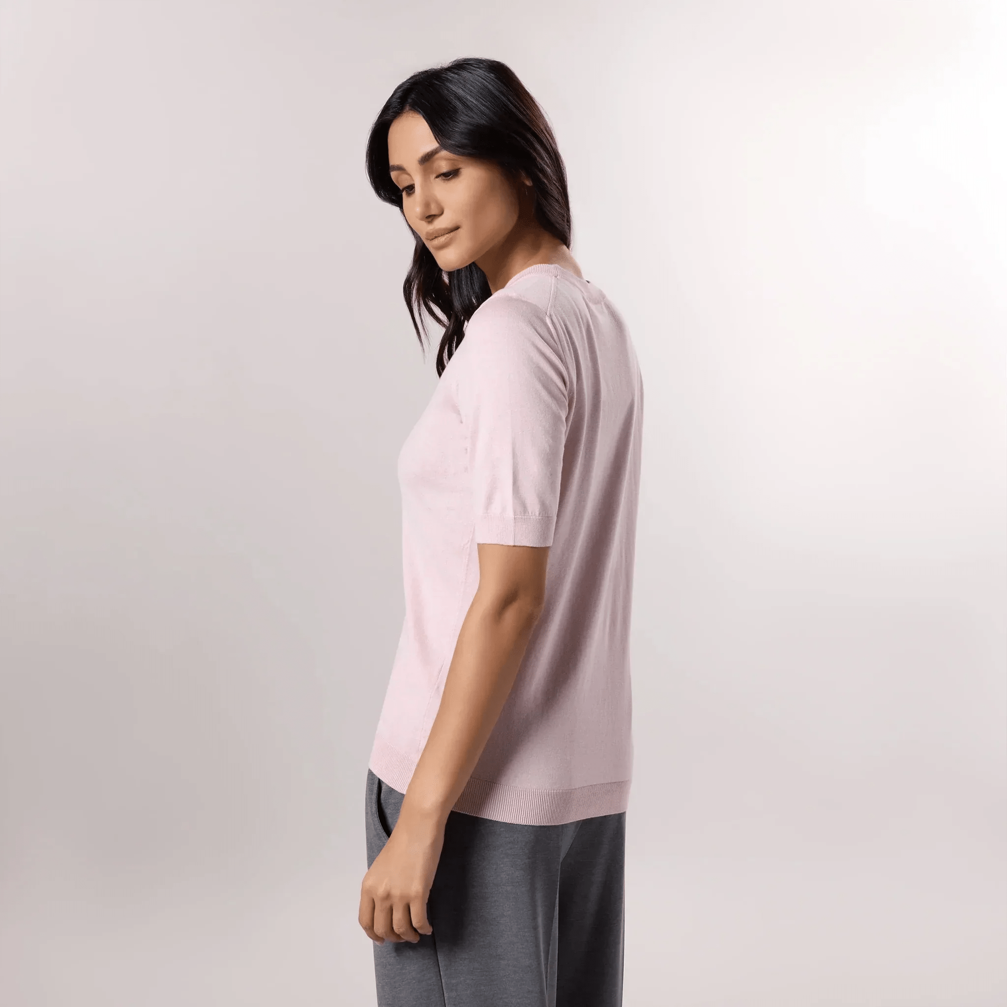Short Sleeve Knit Sweater - SEASONAL PINK