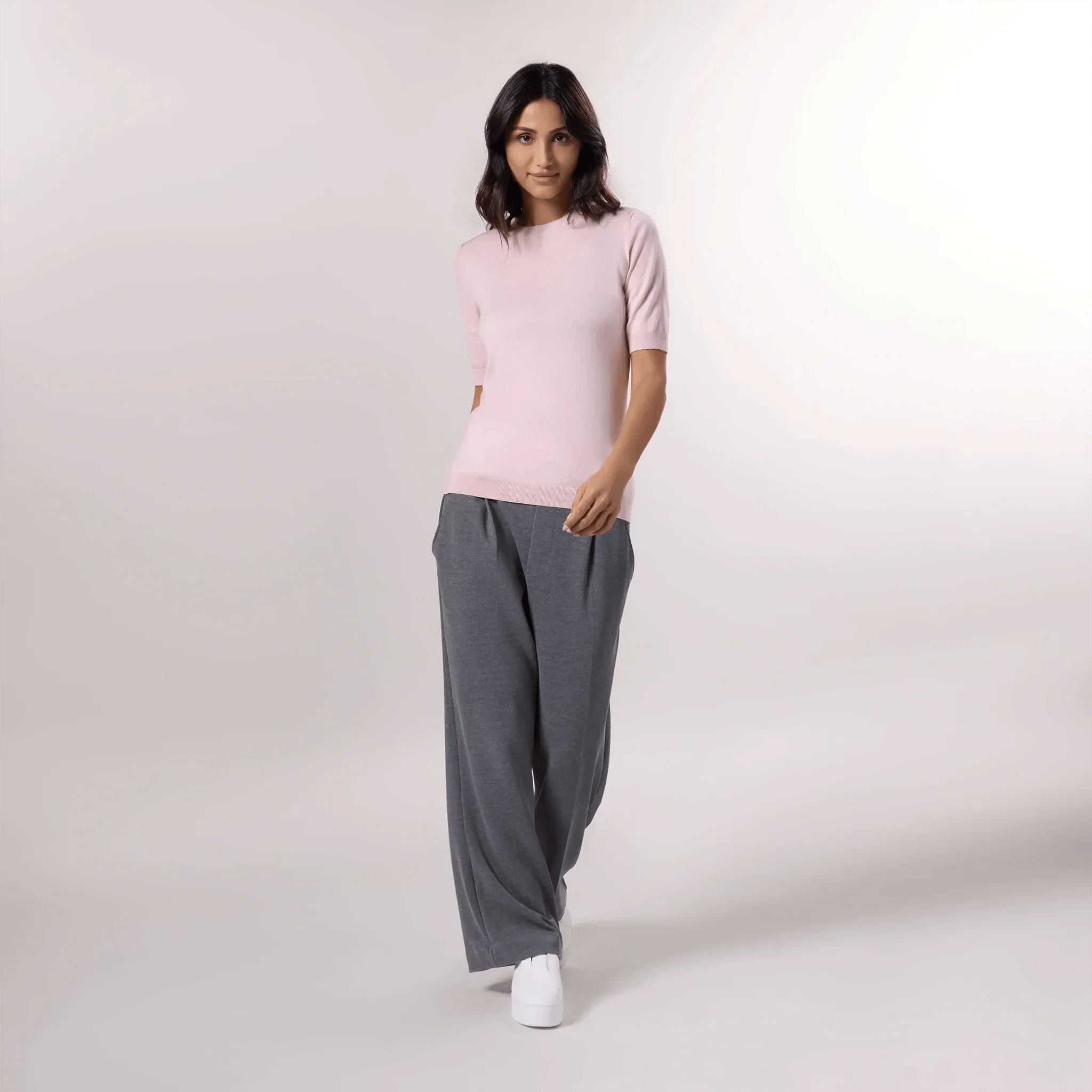 Short Sleeve Knit Sweater - SEASONAL PINK