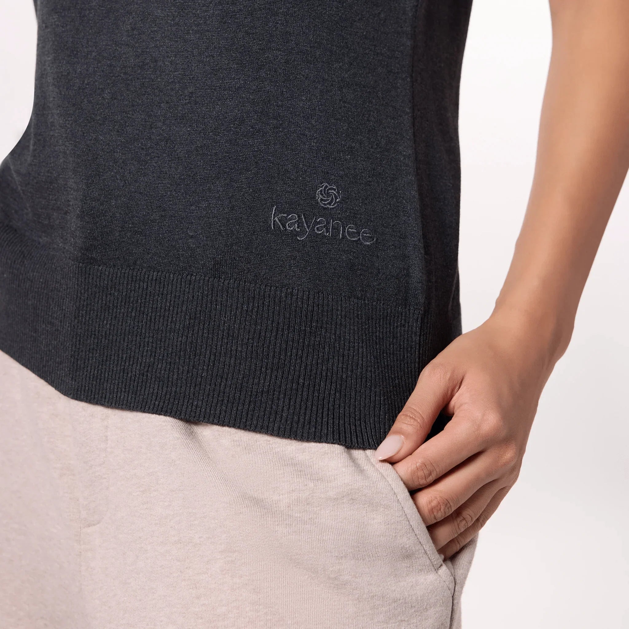 Knitted Sleeveless Sweater - SEASONAL CHARCOAL GREY