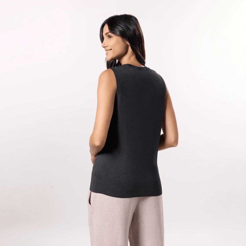 Knitted Sleeveless Sweater - SEASONAL CHARCOAL GREY