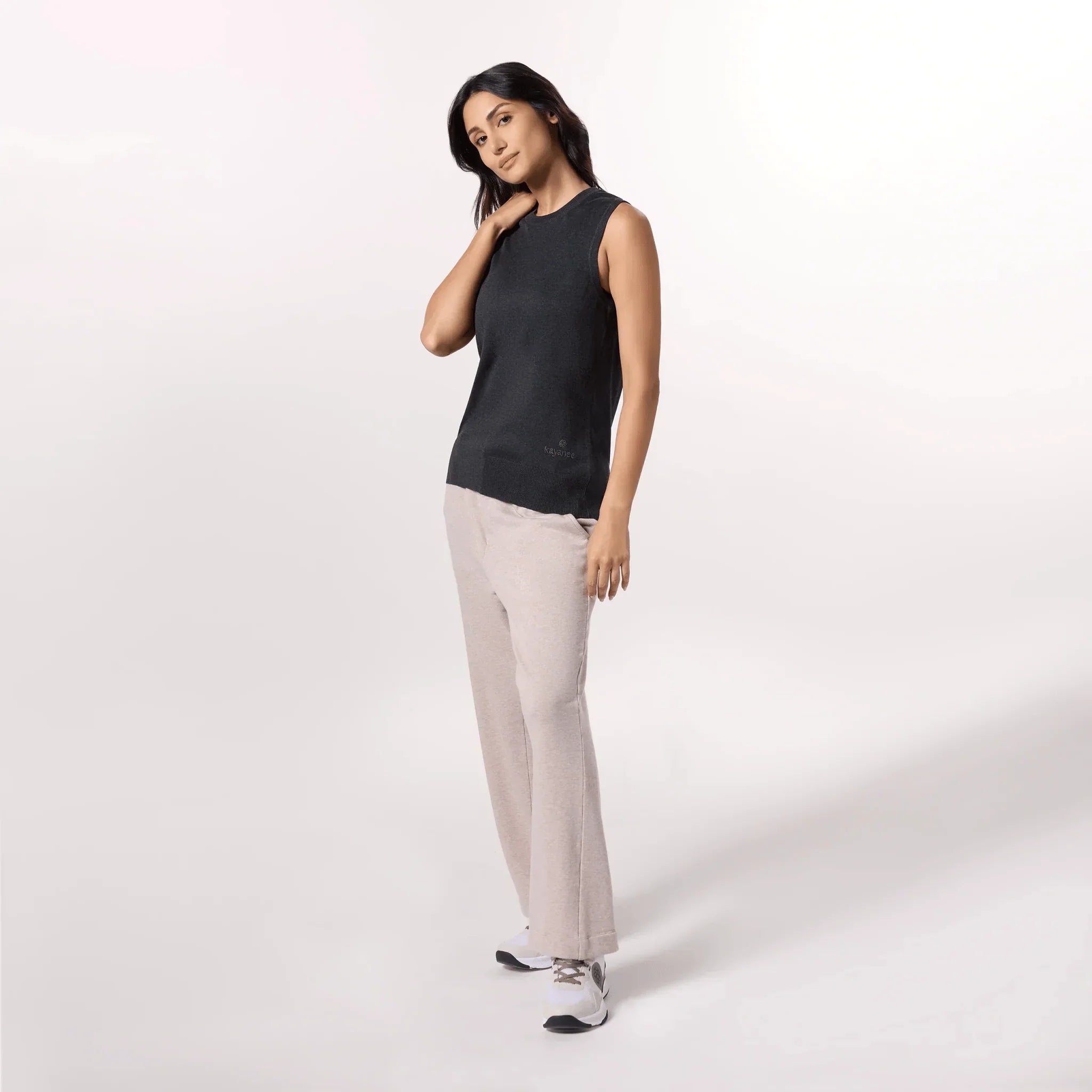 Knitted Sleeveless Sweater - SEASONAL CHARCOAL GREY