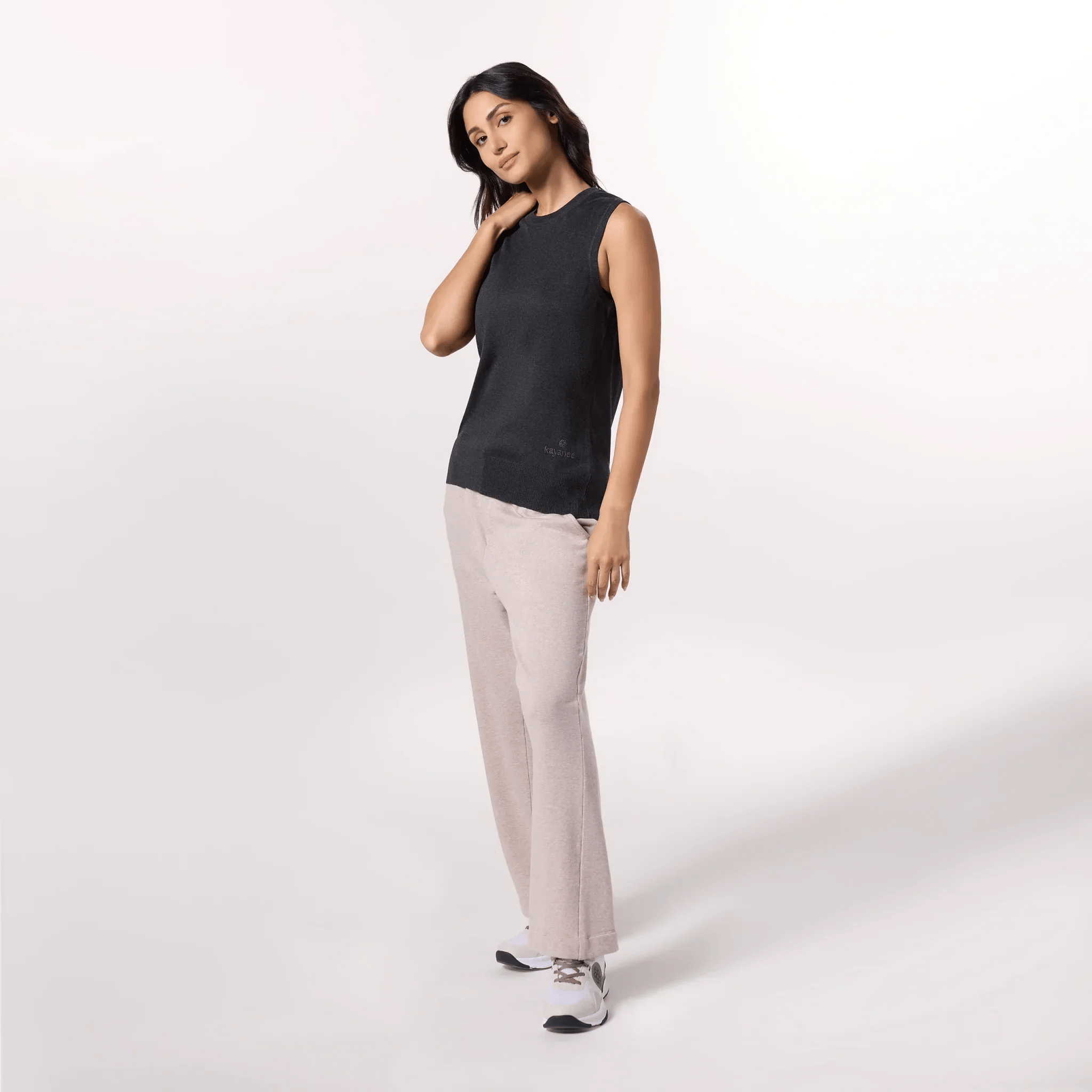 Knitted Sleeveless Sweater - SEASONAL CHARCOAL GREY