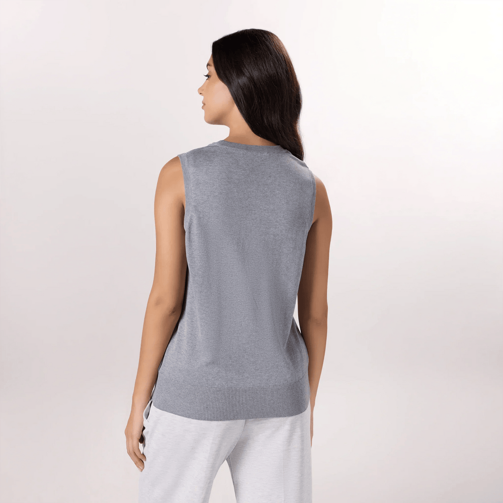 Knitted Sleeveless Sweater - SEASONAL GREY