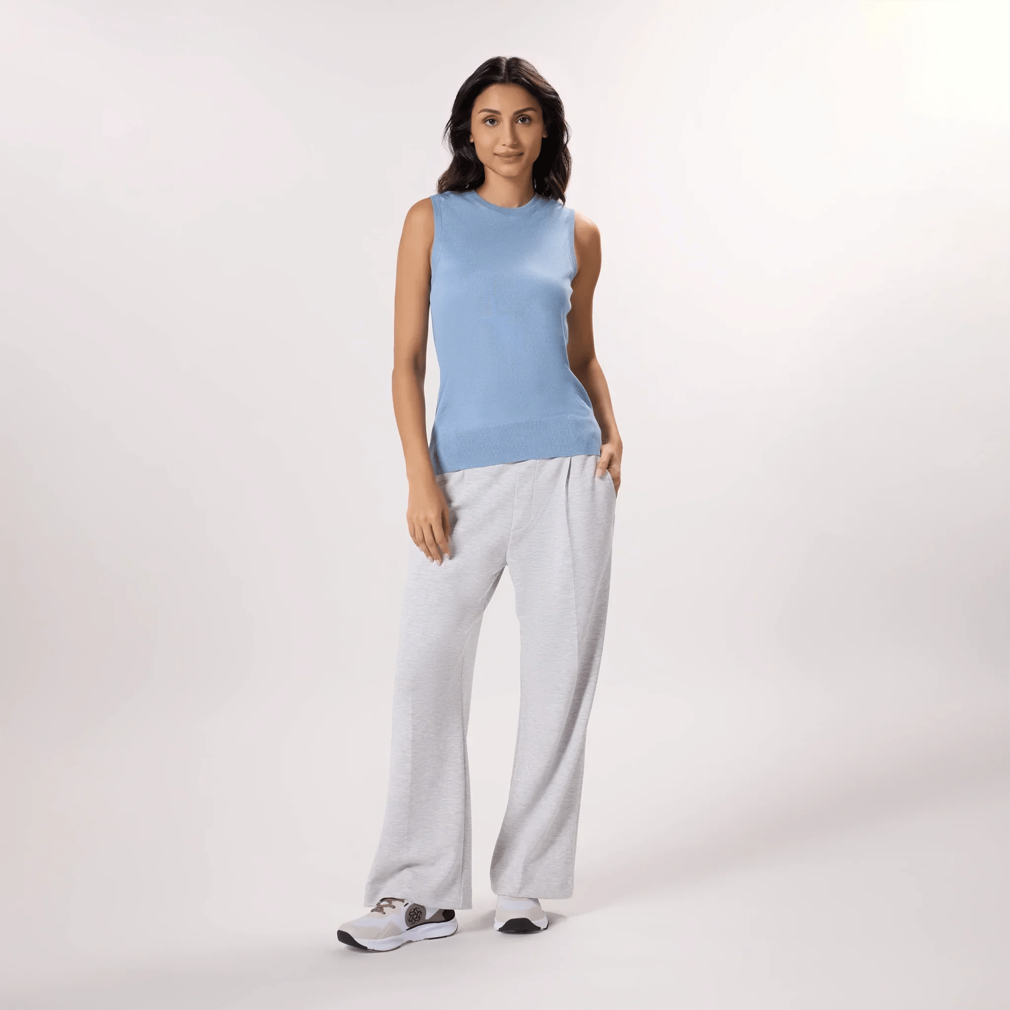 Knitted Sleeveless Sweater - SEASONAL LIGHT BLUE