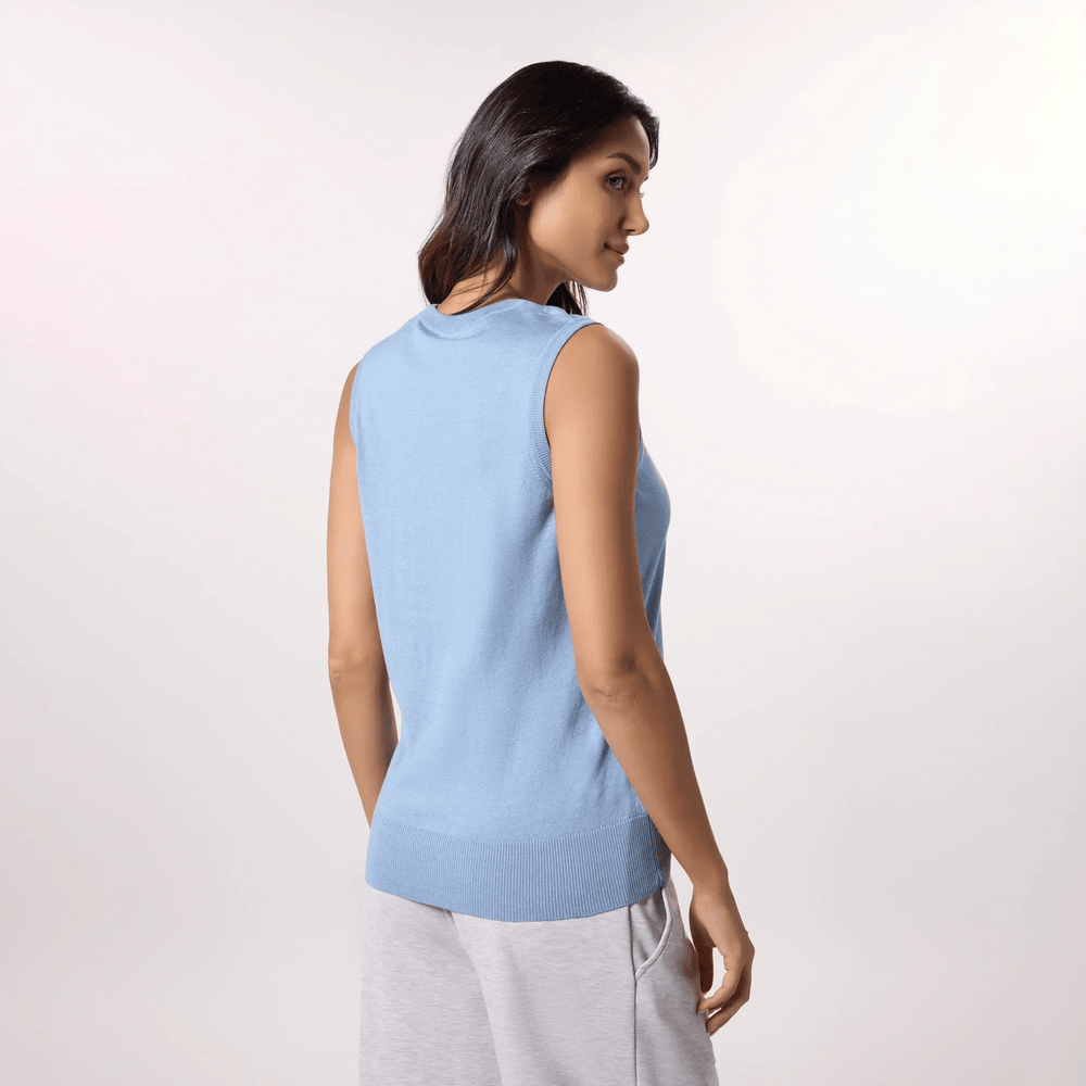 Knitted Sleeveless Sweater - SEASONAL LIGHT BLUE