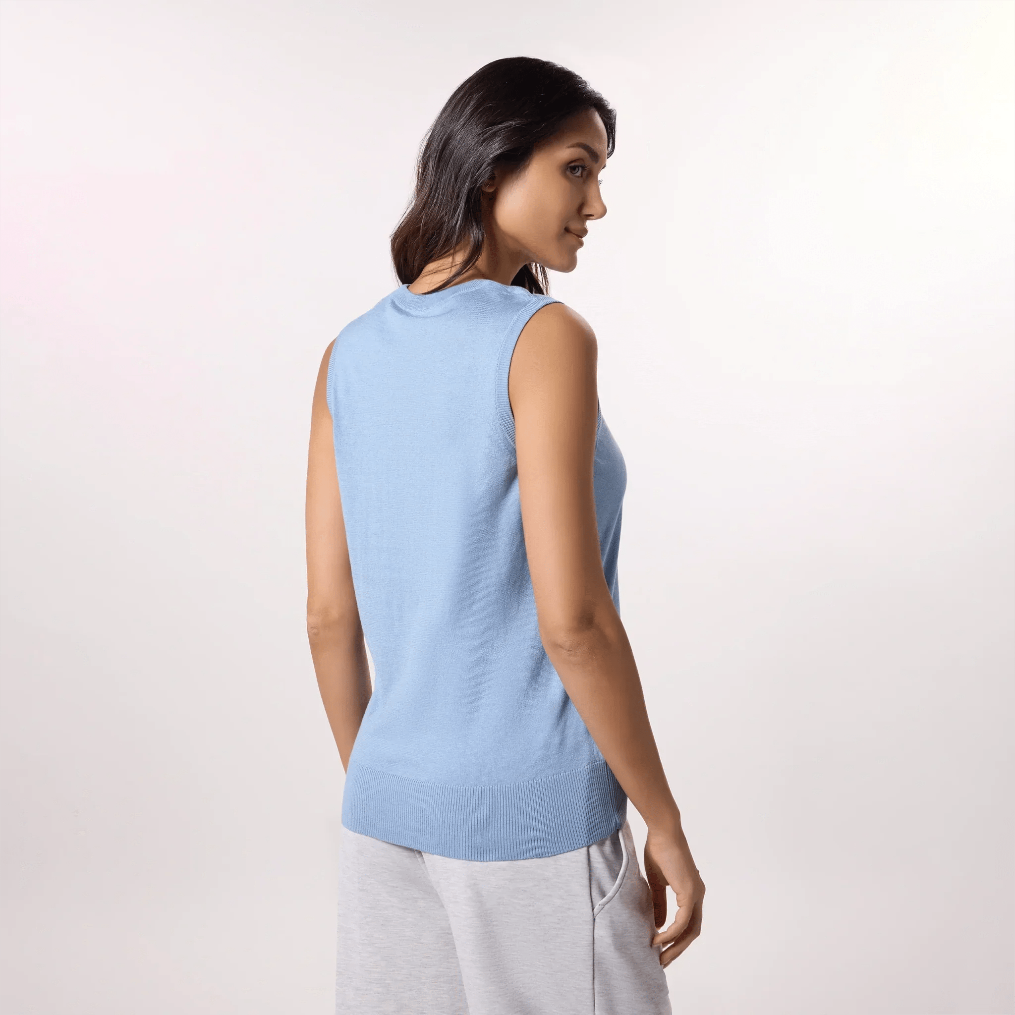 Knitted Sleeveless Sweater - SEASONAL LIGHT BLUE