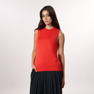 Knitted Sleeveless Sweater - SEASONAL RED