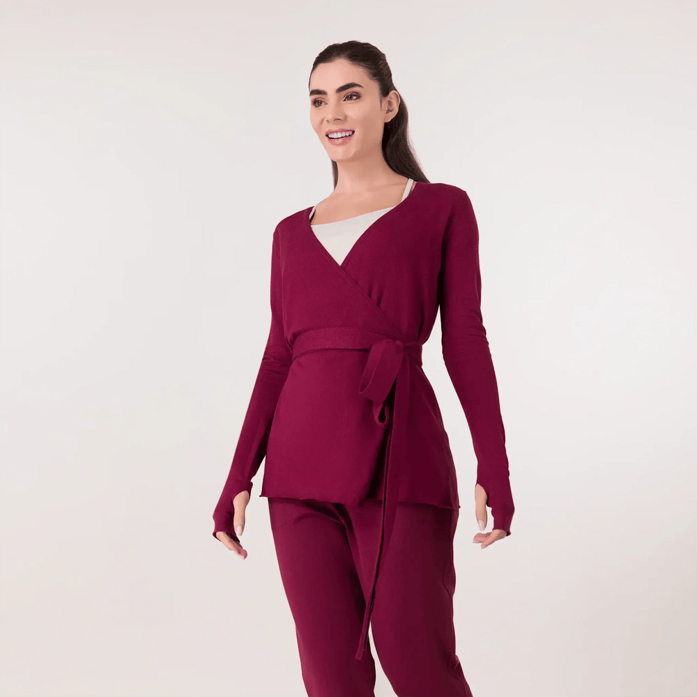 Ballerina Wrap Sweater - CORE GRAPE RED