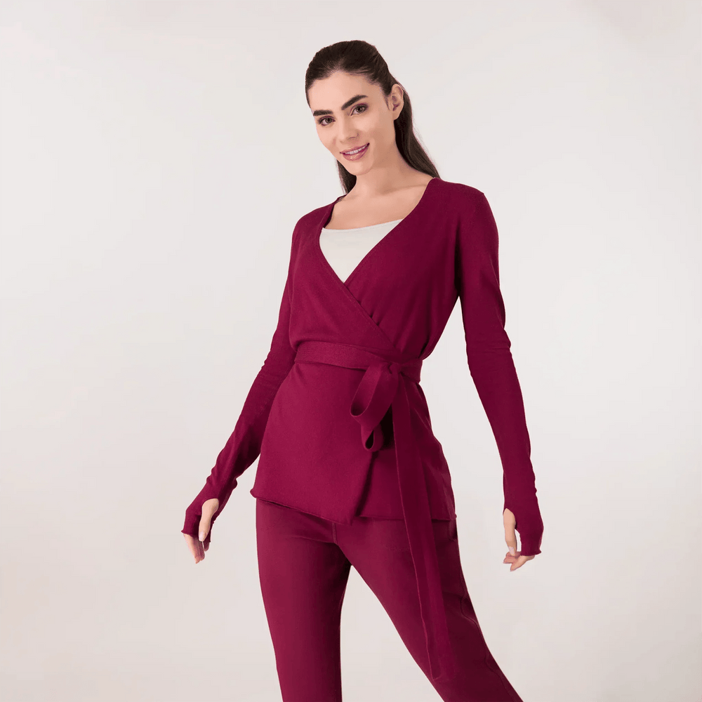 Ballerina Wrap Sweater - CORE GRAPE RED