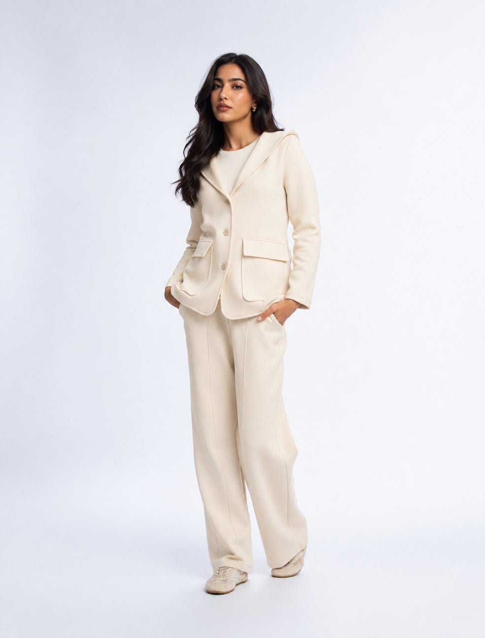 Scuba Hooded Blazer - CREAM