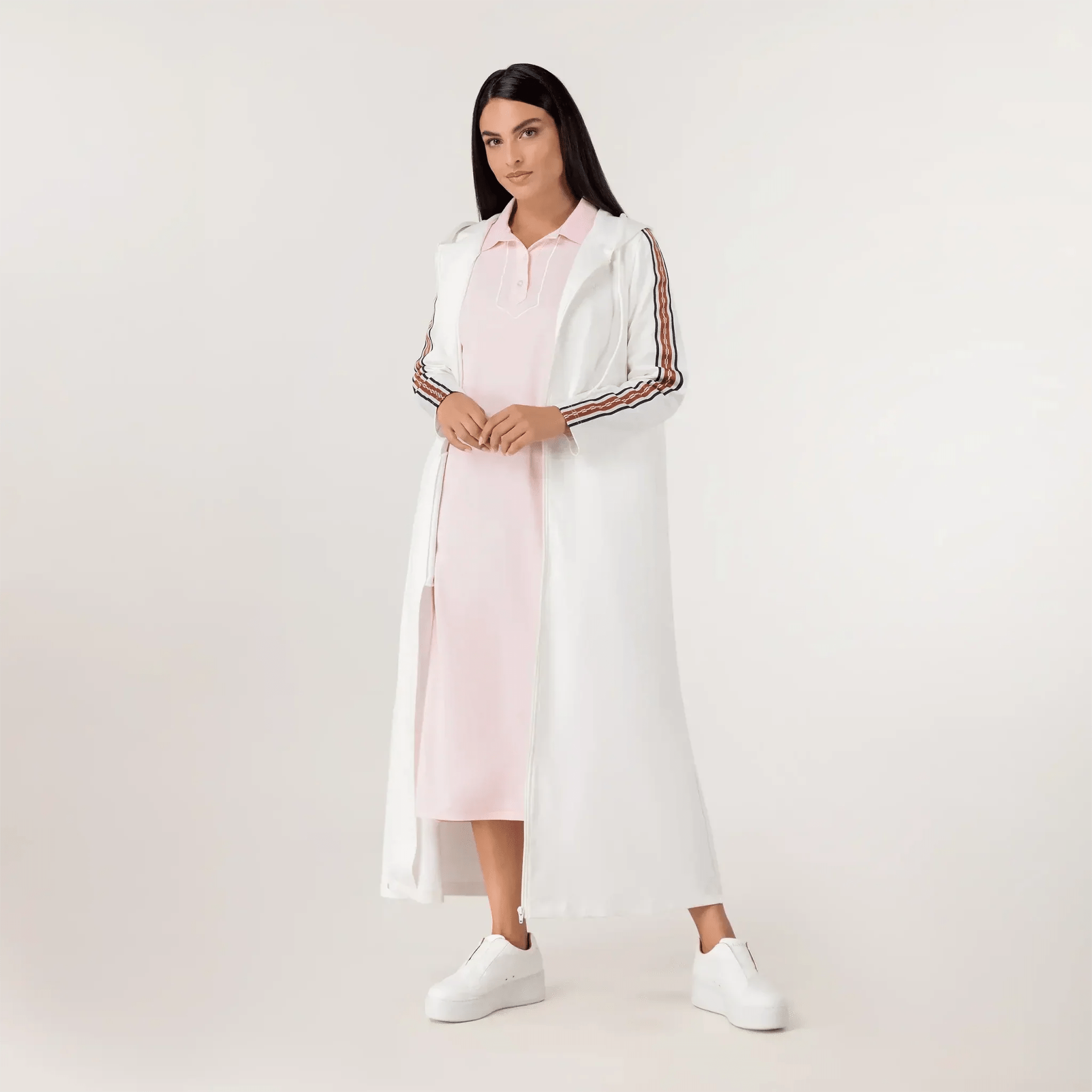 Kayanee Track Abaya - SEASONAL WHITE