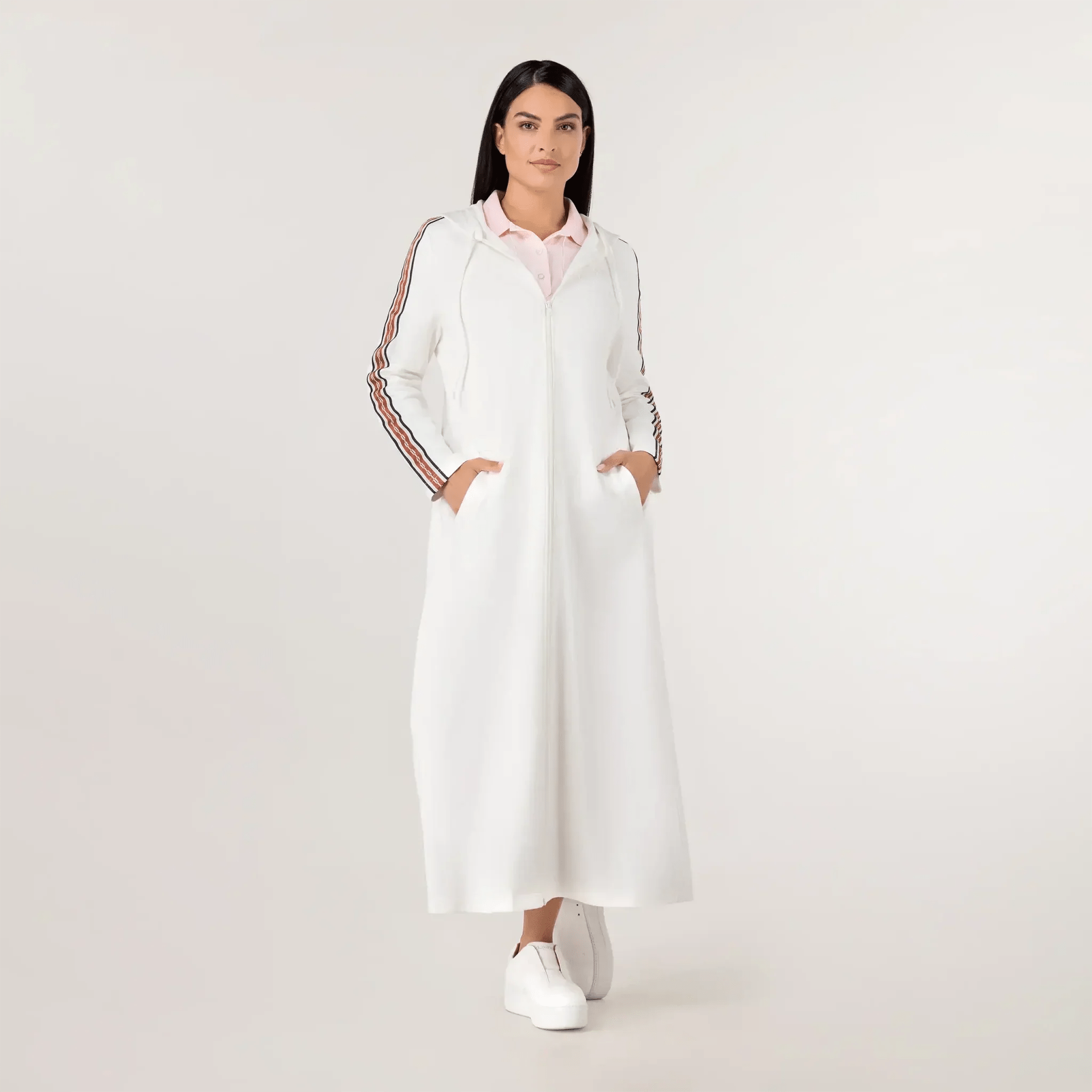 Kayanee Track Abaya - SEASONAL WHITE
