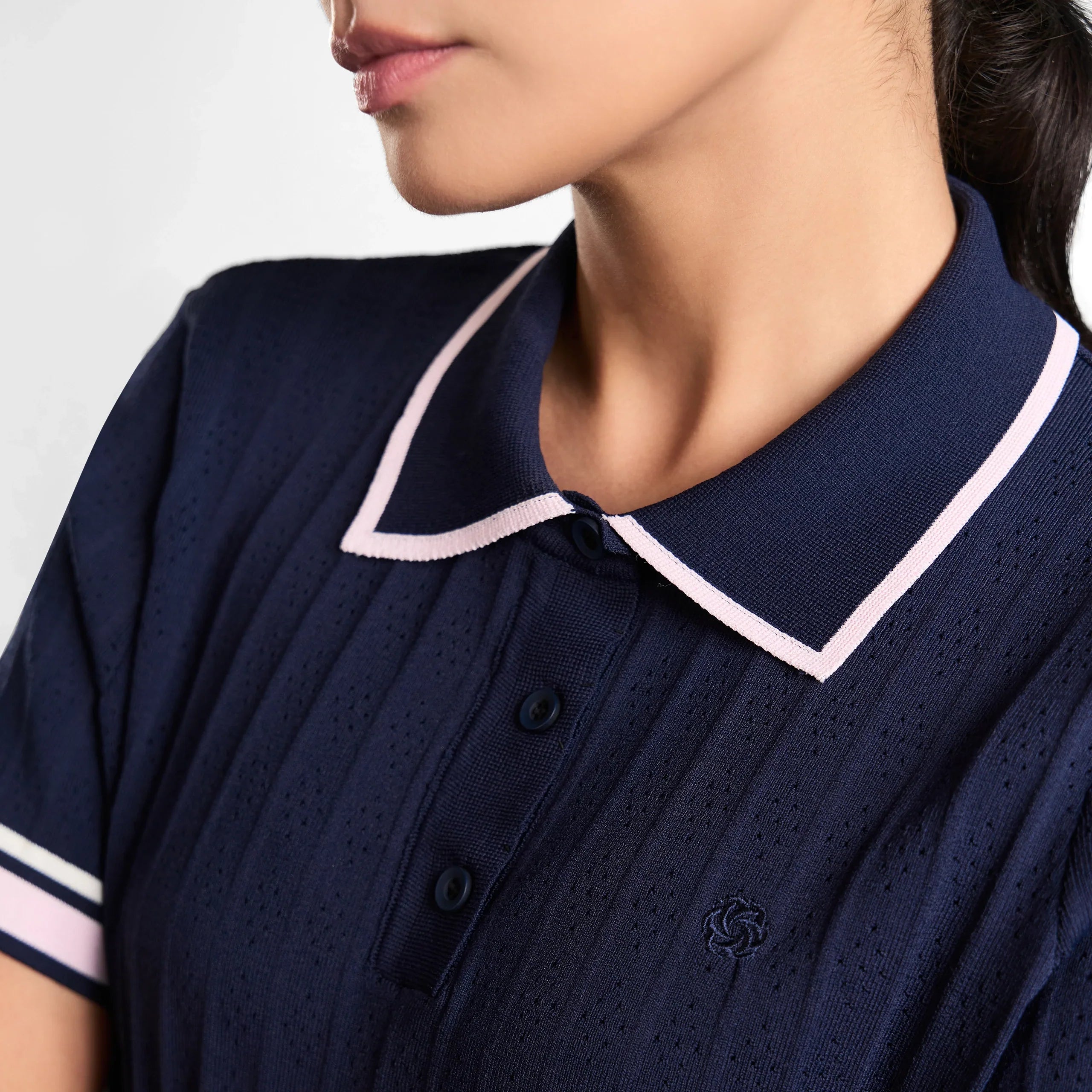 Pointelle Polo - SEASONAL NAVY