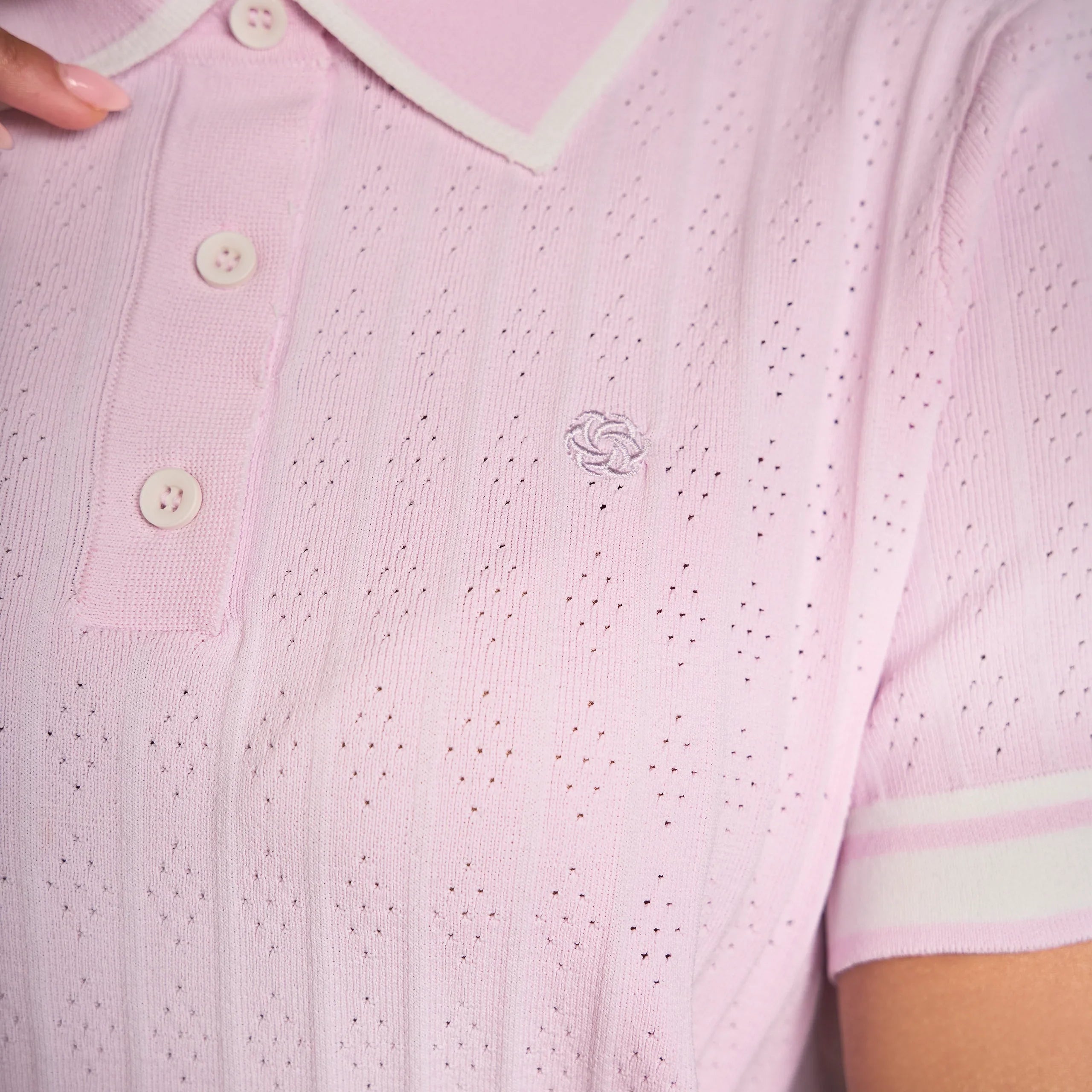 Pointelle Polo - SEASONAL PINK