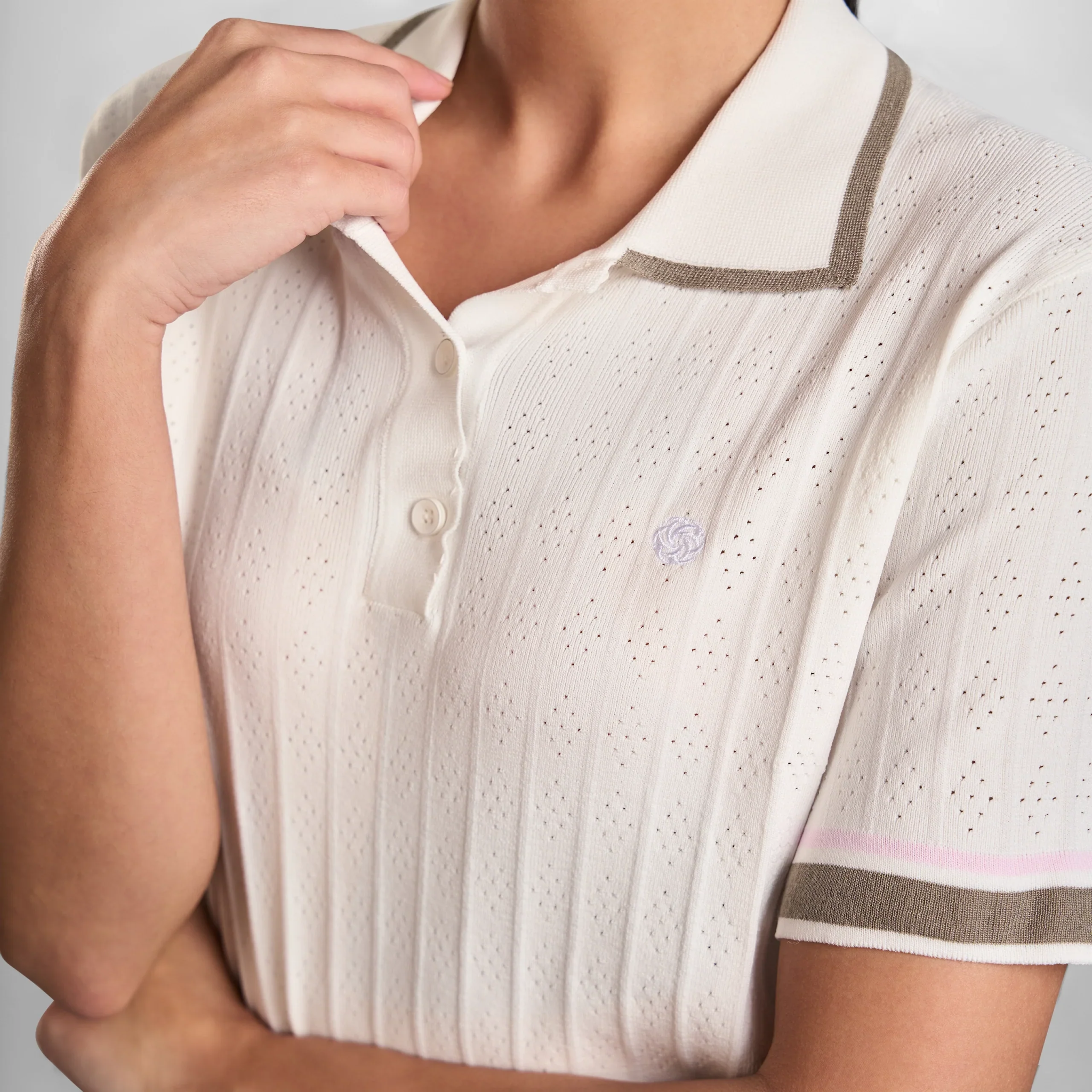 Pointelle Polo - SEASONAL WHITE