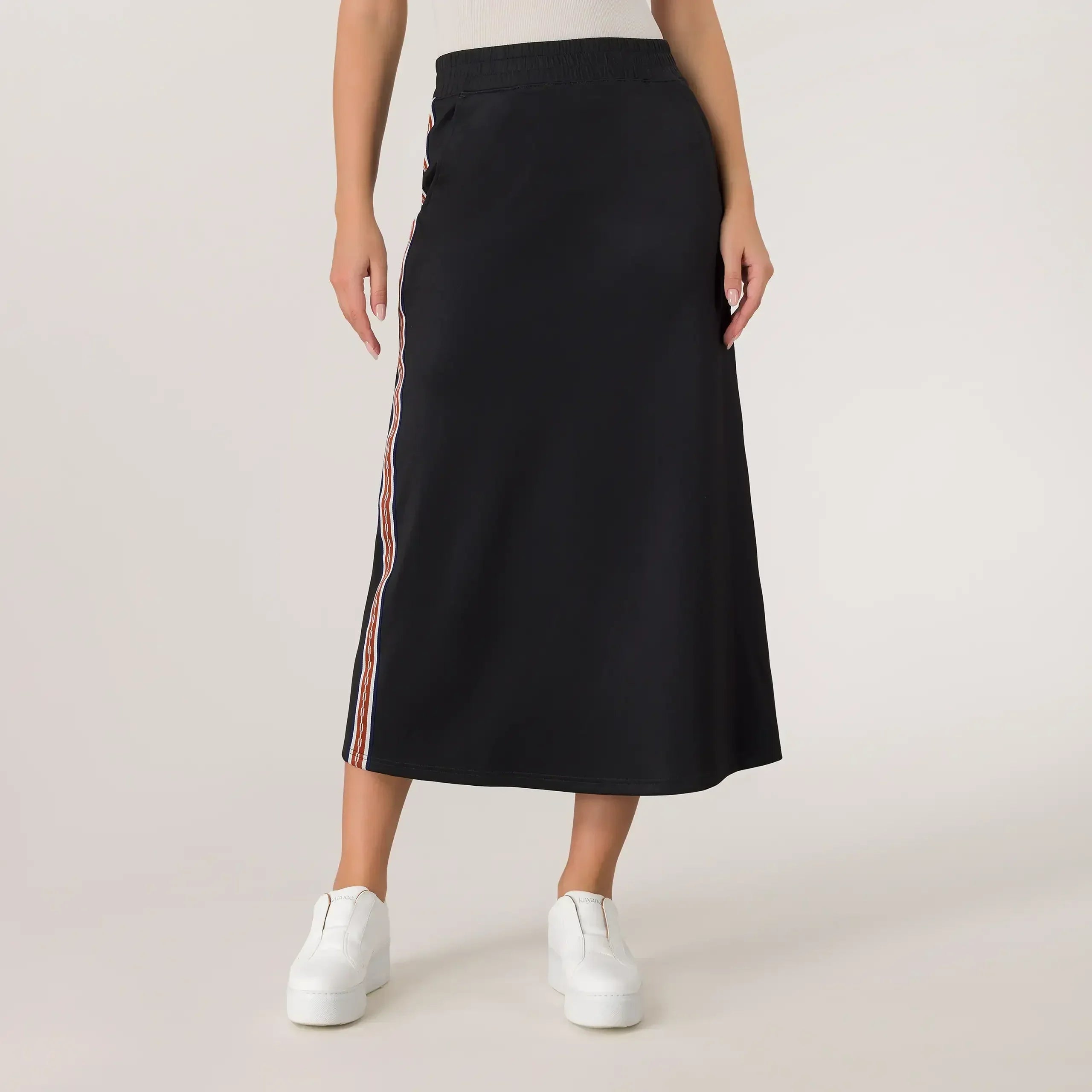Kayanee Midi Track Skirt - SEASONAL BLACK