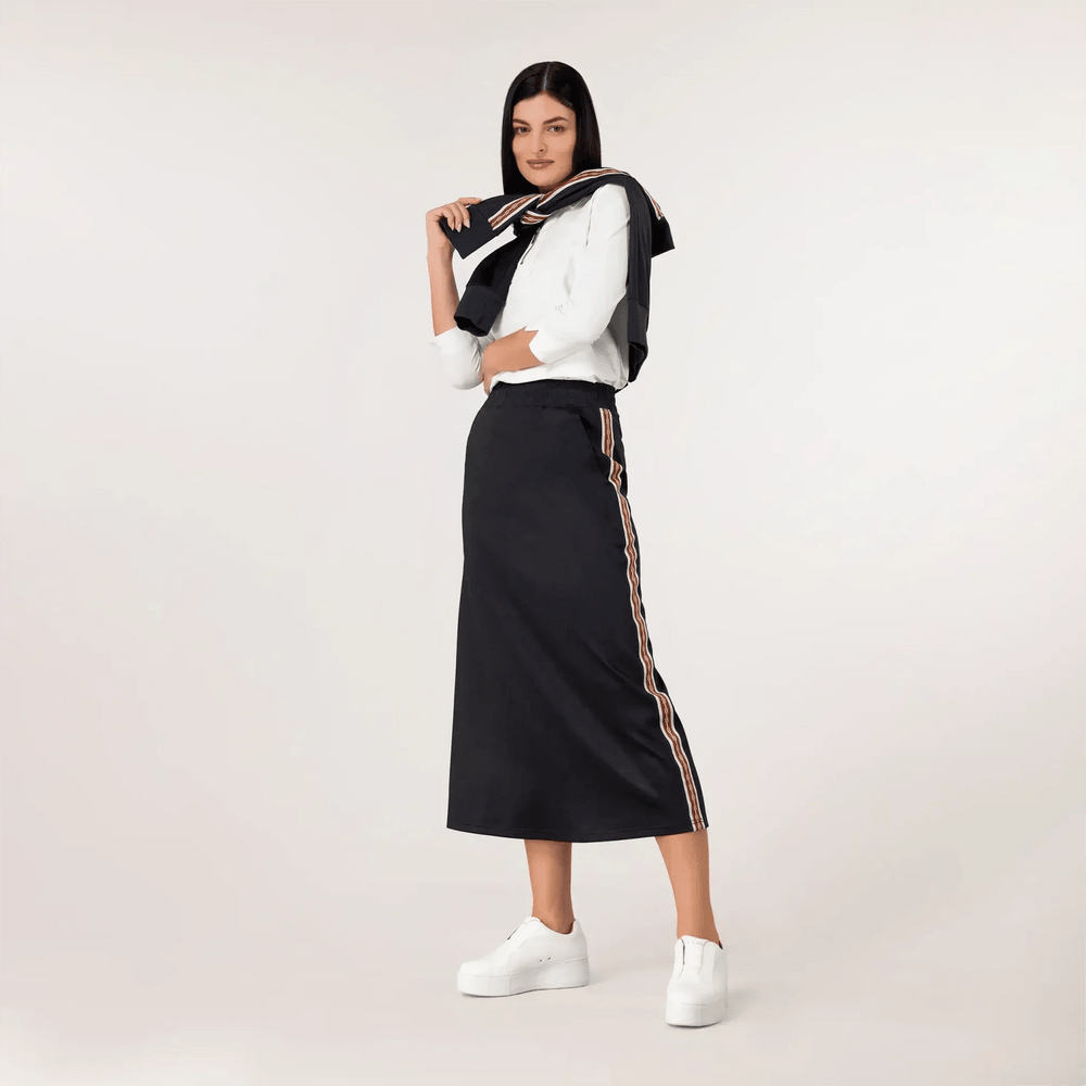 Kayanee Midi Track Skirt - SEASONAL BLACK
