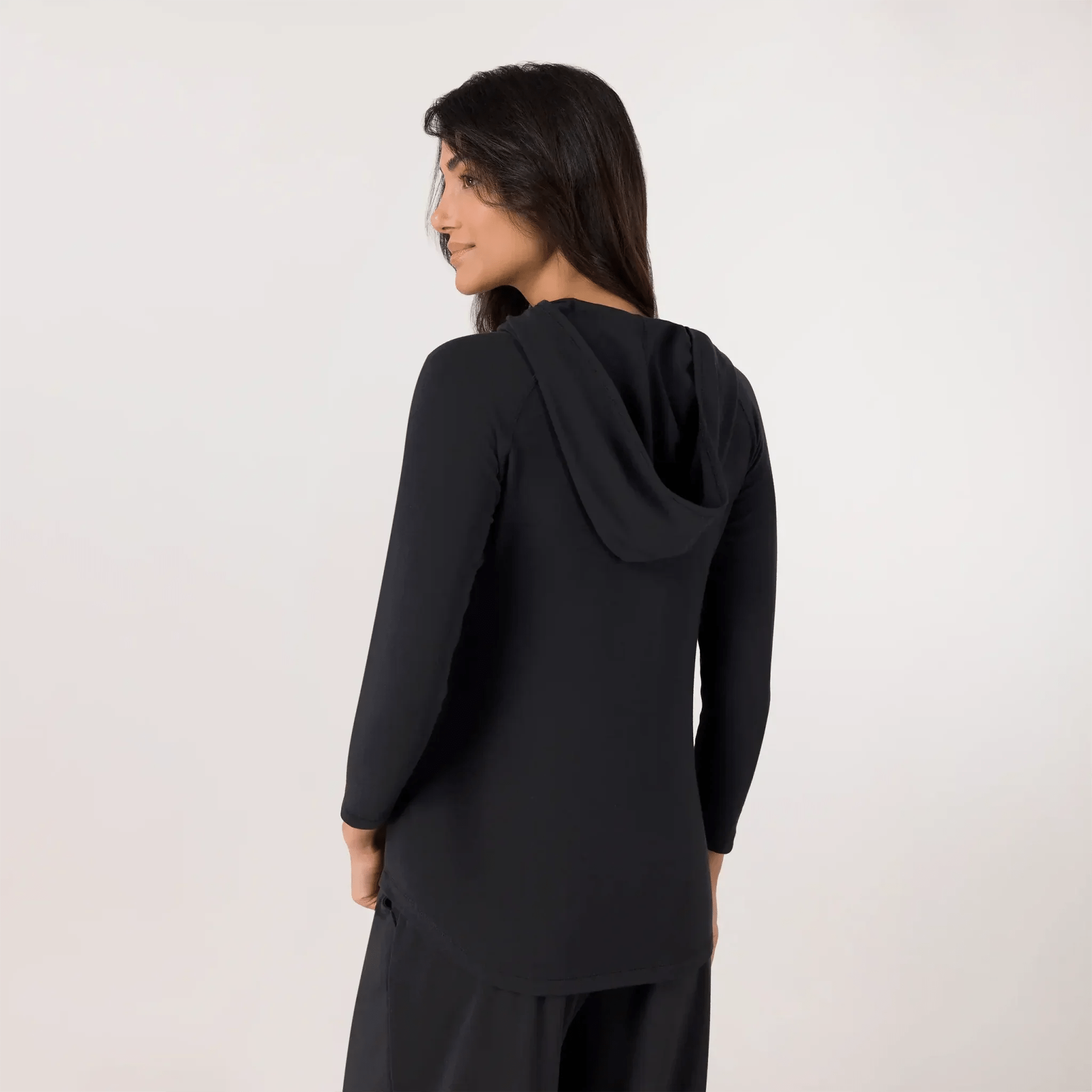 Hooded Long Sleeve Top - SEASONAL BLACK