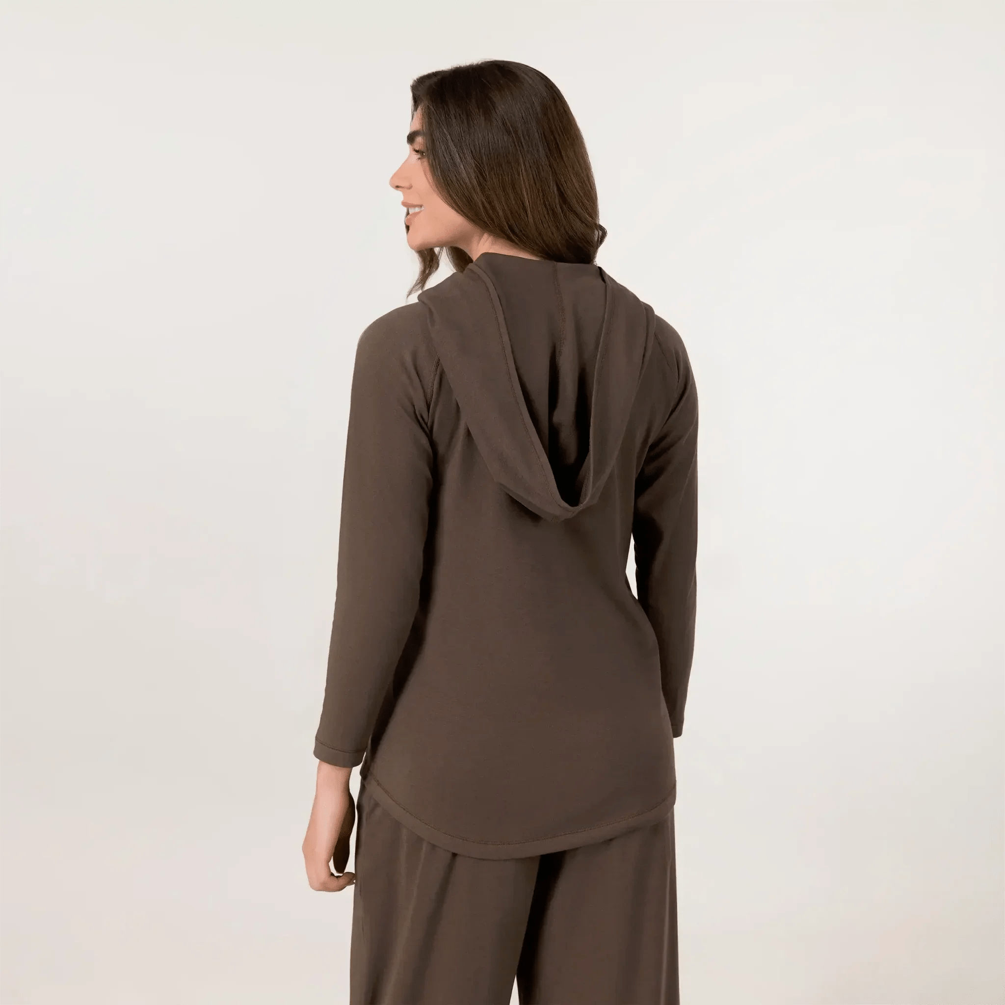 Hooded Long Sleeve Top - SEASONAL CHOCOLATE