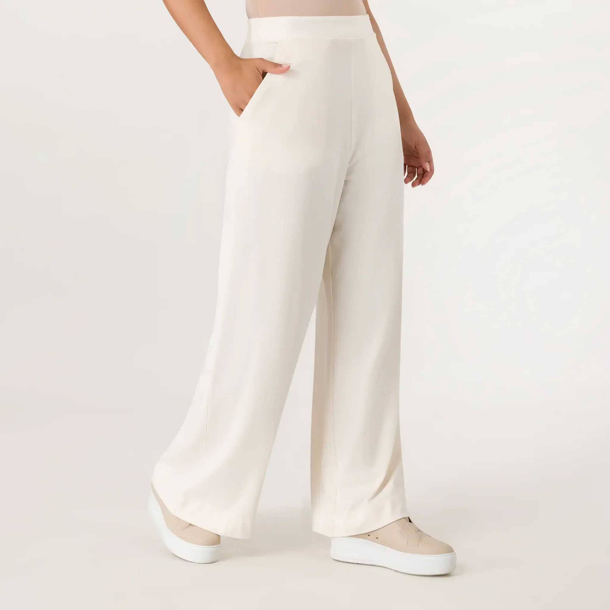 Jersey Palazzo Pants - SEASONAL BEIGE