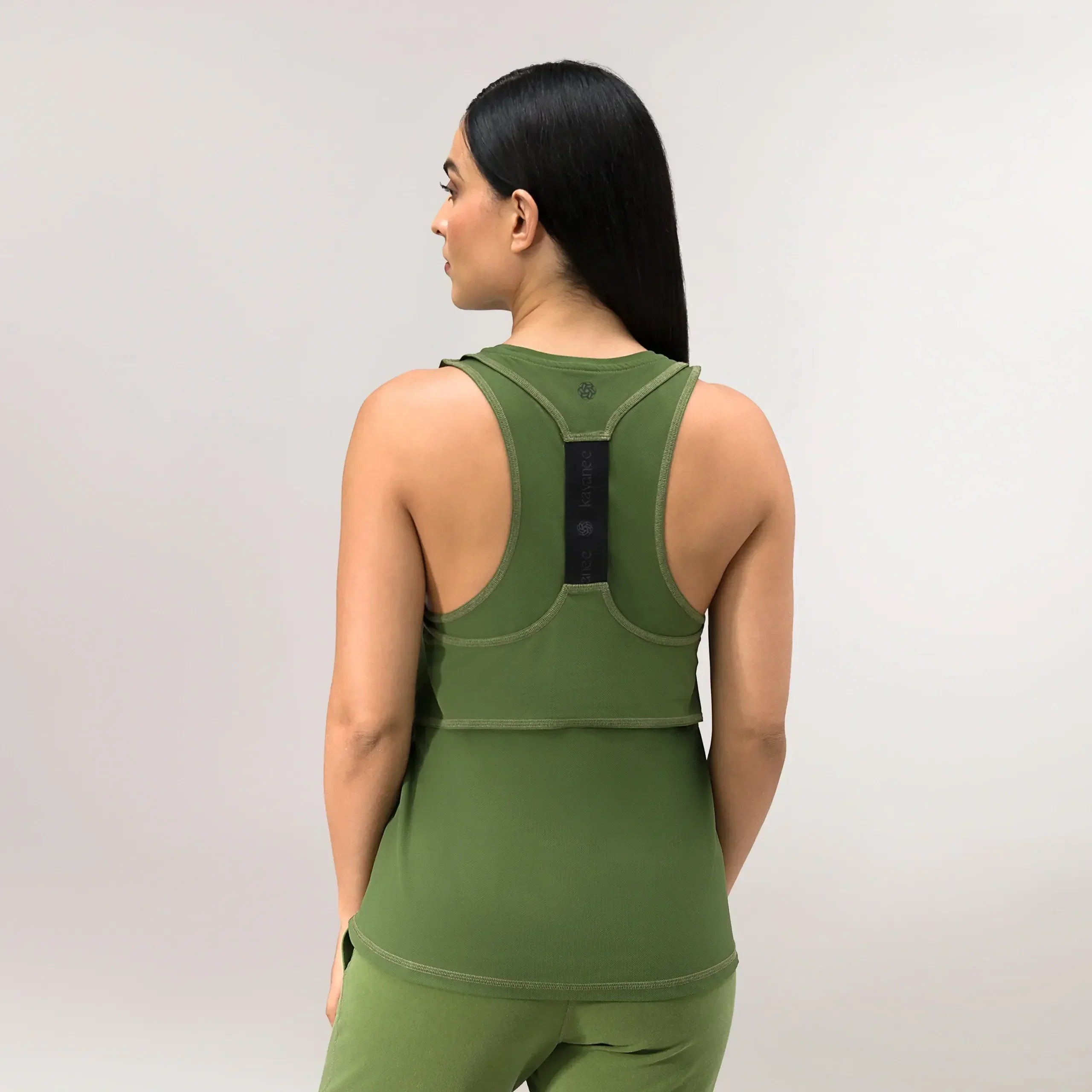 Twirl Racerback Top - CORE DARK MUSK GREEN