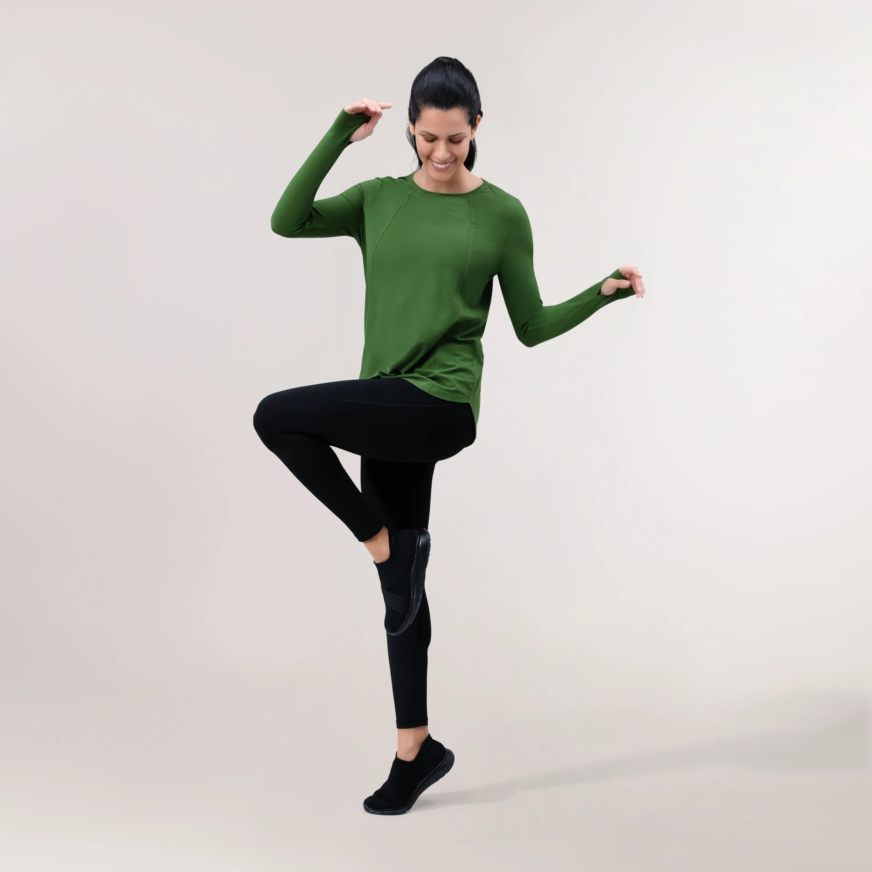 Twirl Long Sleeve Top - CORE DARK MUSK GREEN