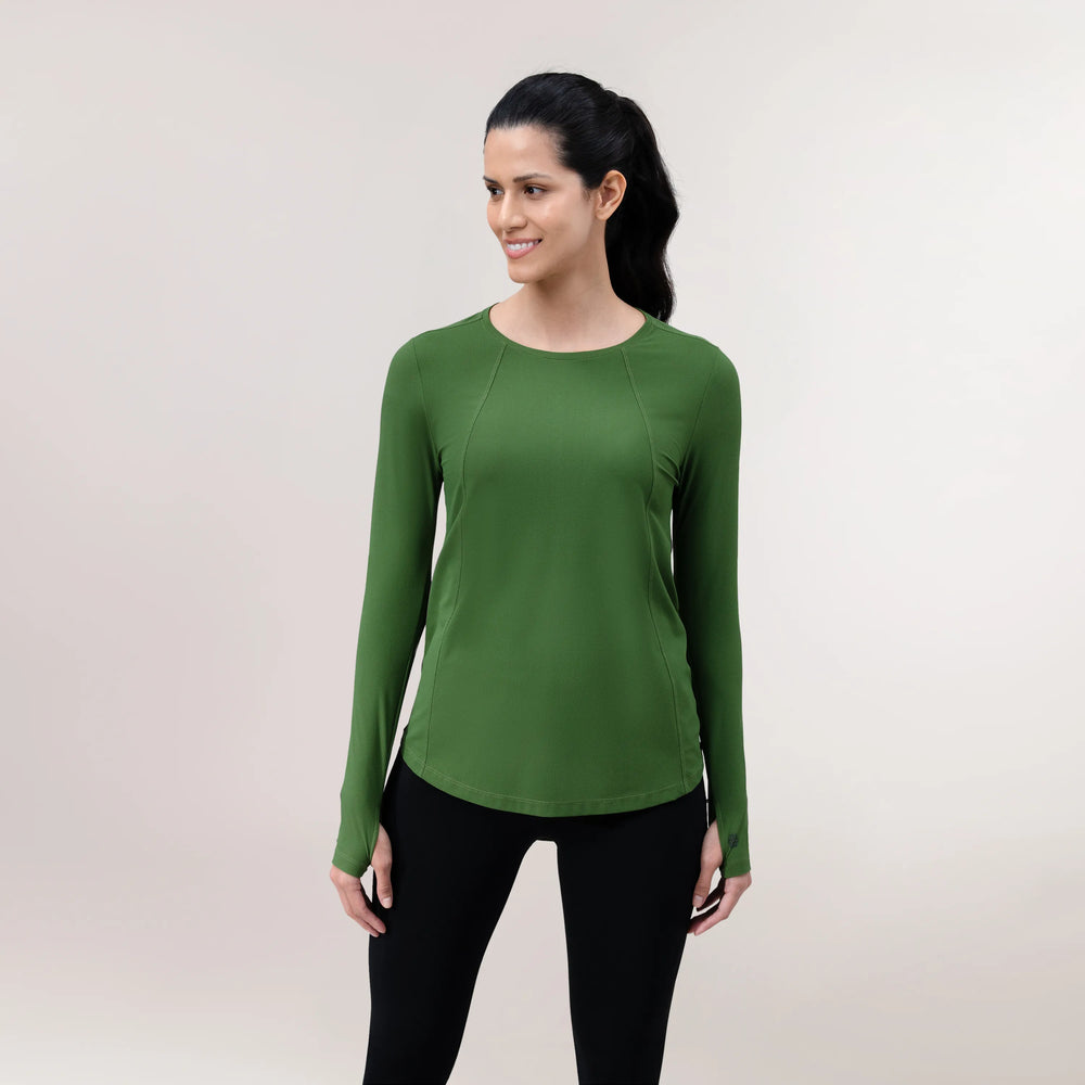 Twirl Long Sleeve Top - CORE DARK MUSK GREEN