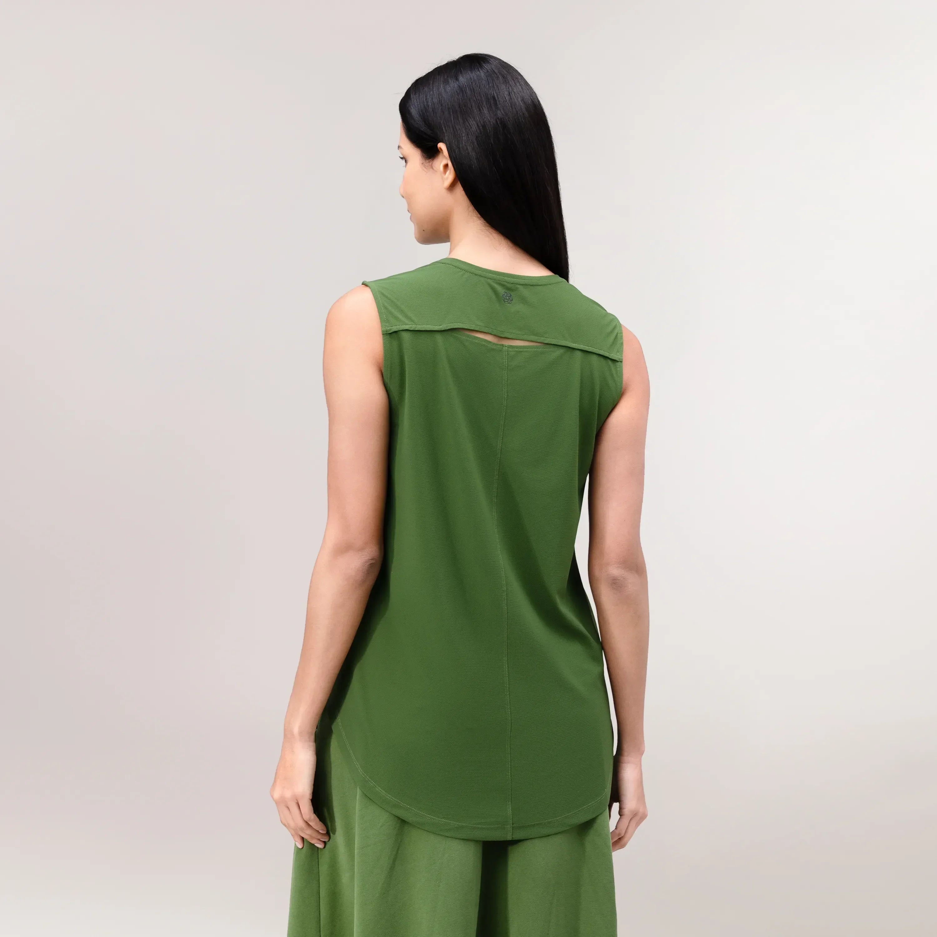 Twirl Sleeveless Top - CORE DARK MUSK GREEN