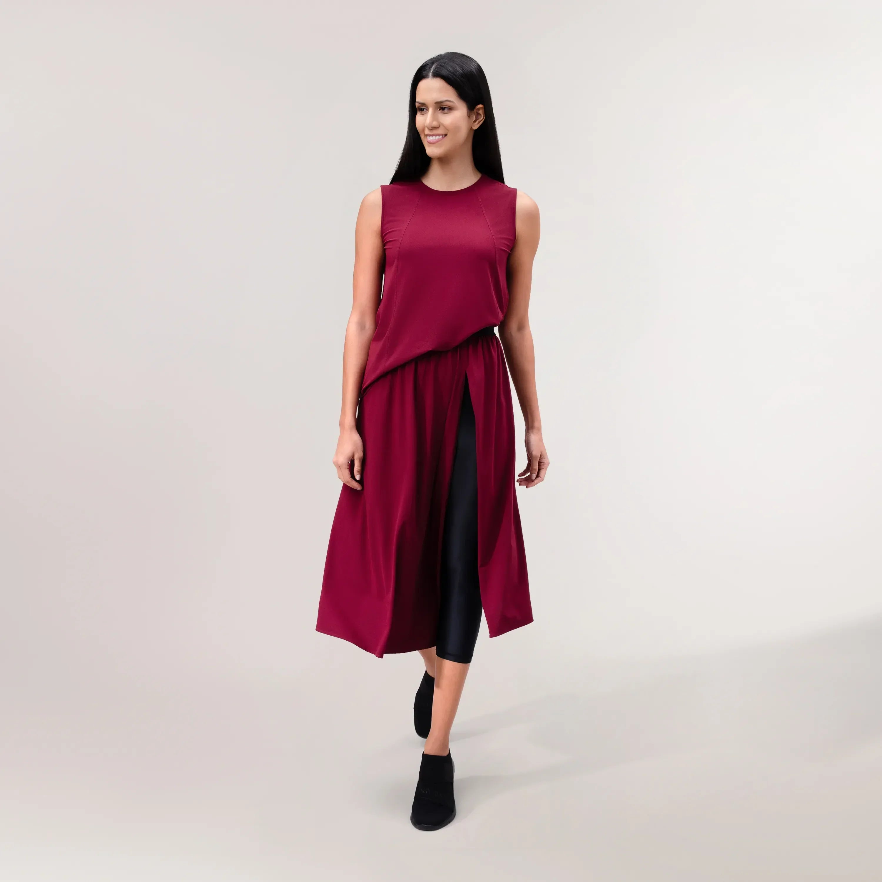 Twirl Sleeveless Top - CORE GRAPE RED