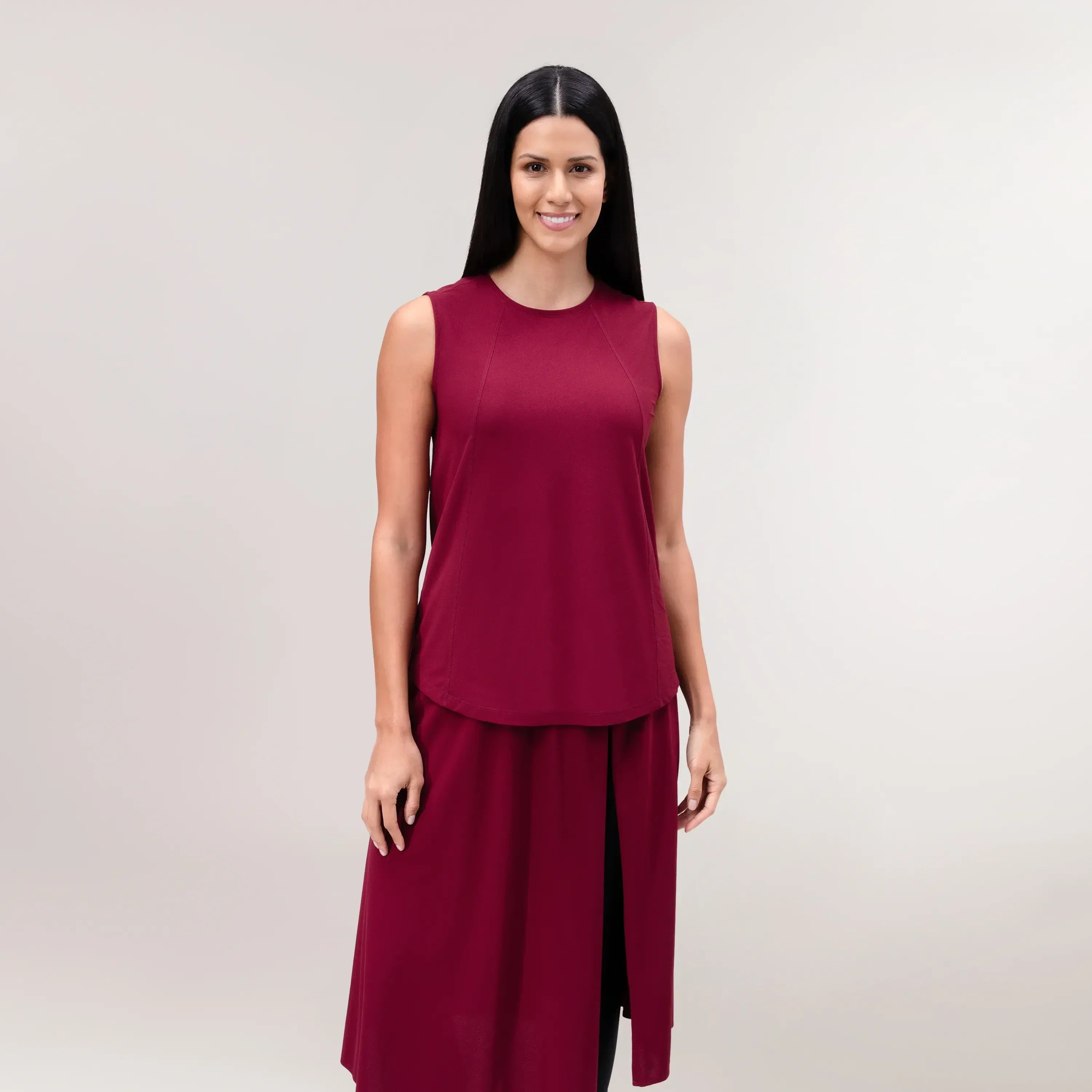 Twirl Sleeveless Top - CORE GRAPE RED