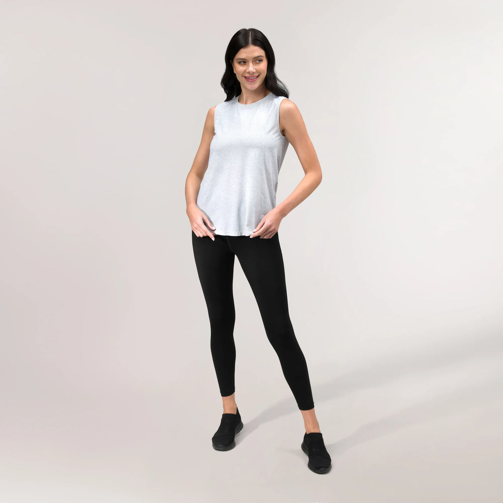 Twirl Sleeveless Top - CORE HEATHER GREY