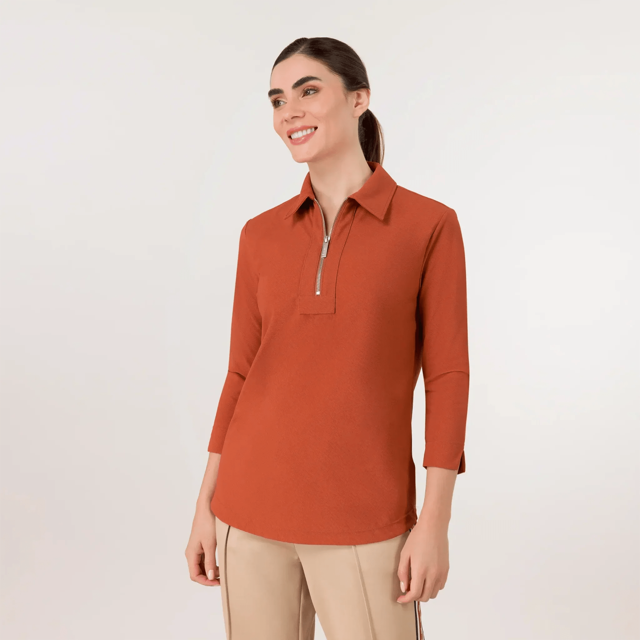Half-Zip Polo Top - SEASONAL TURMERIC