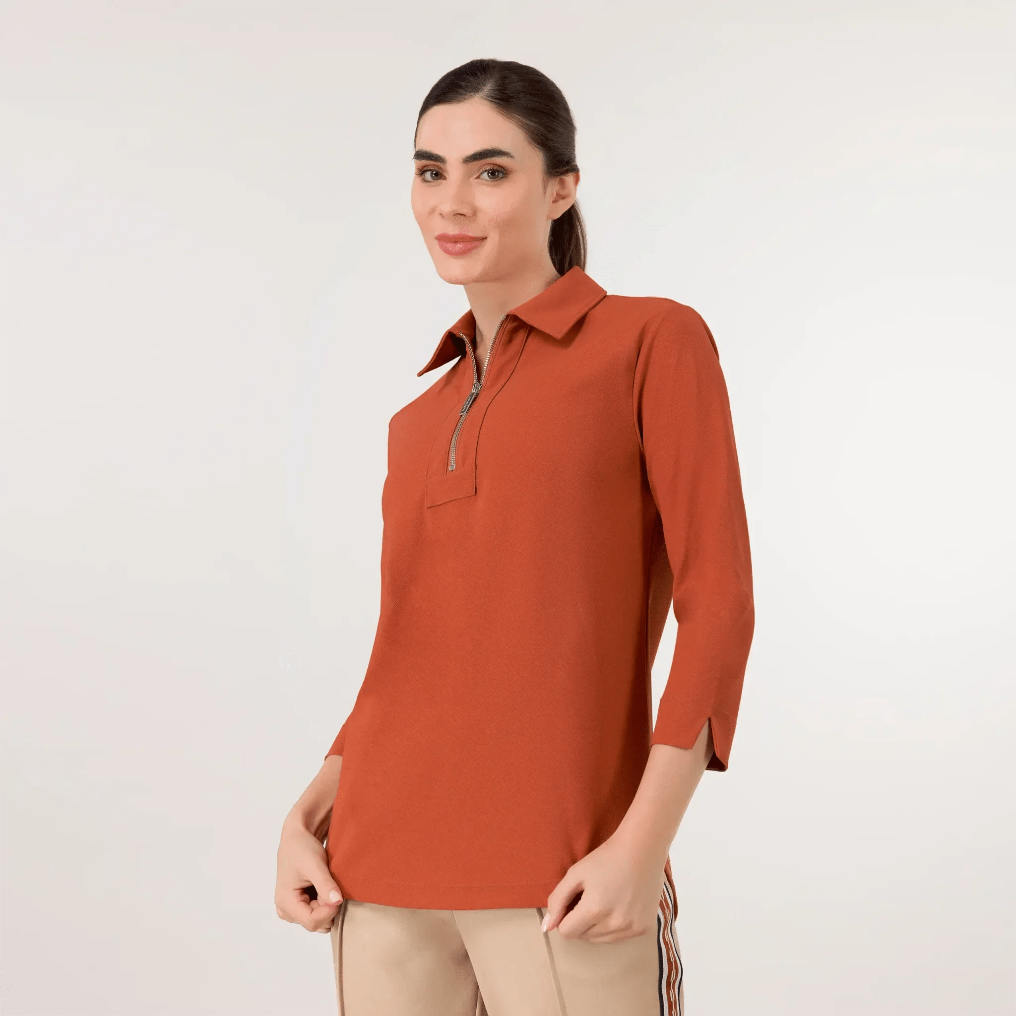 Half-Zip Polo Top - SEASONAL TURMERIC