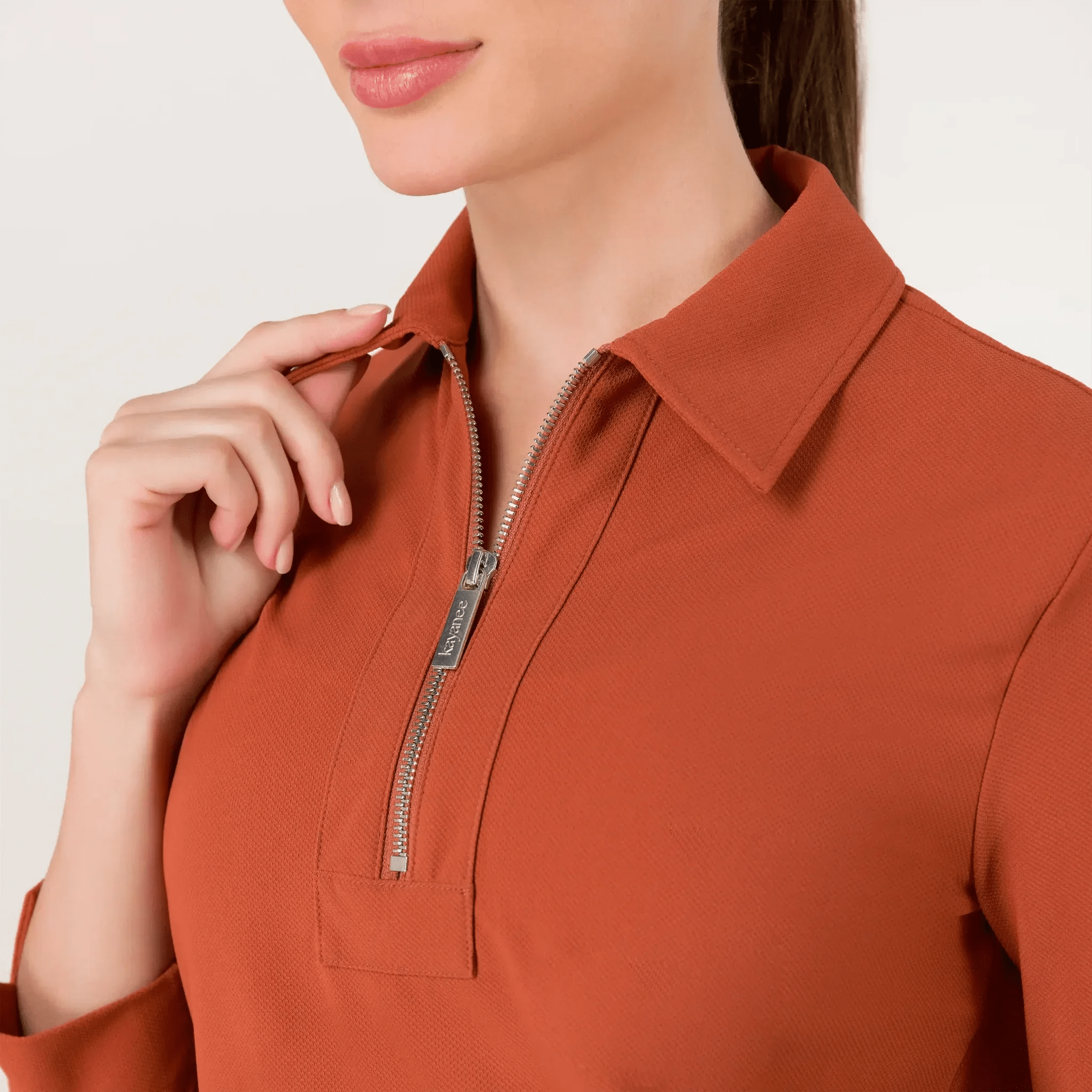 Half-Zip Polo Top - SEASONAL TURMERIC