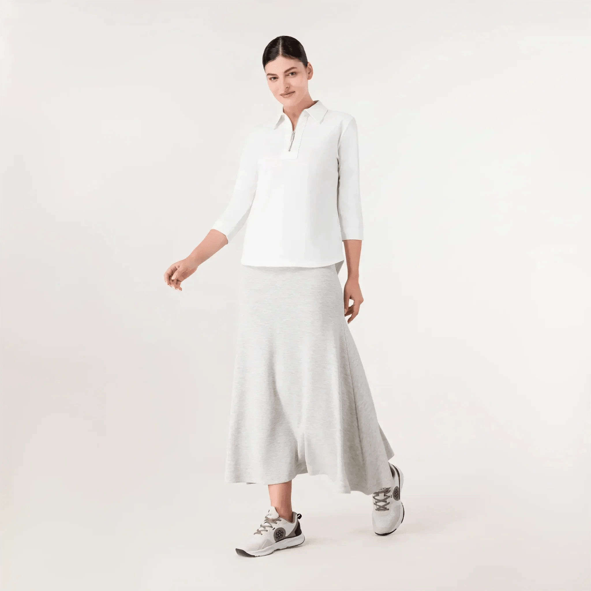 Half-Zip Polo Top - SEASONAL WHITE