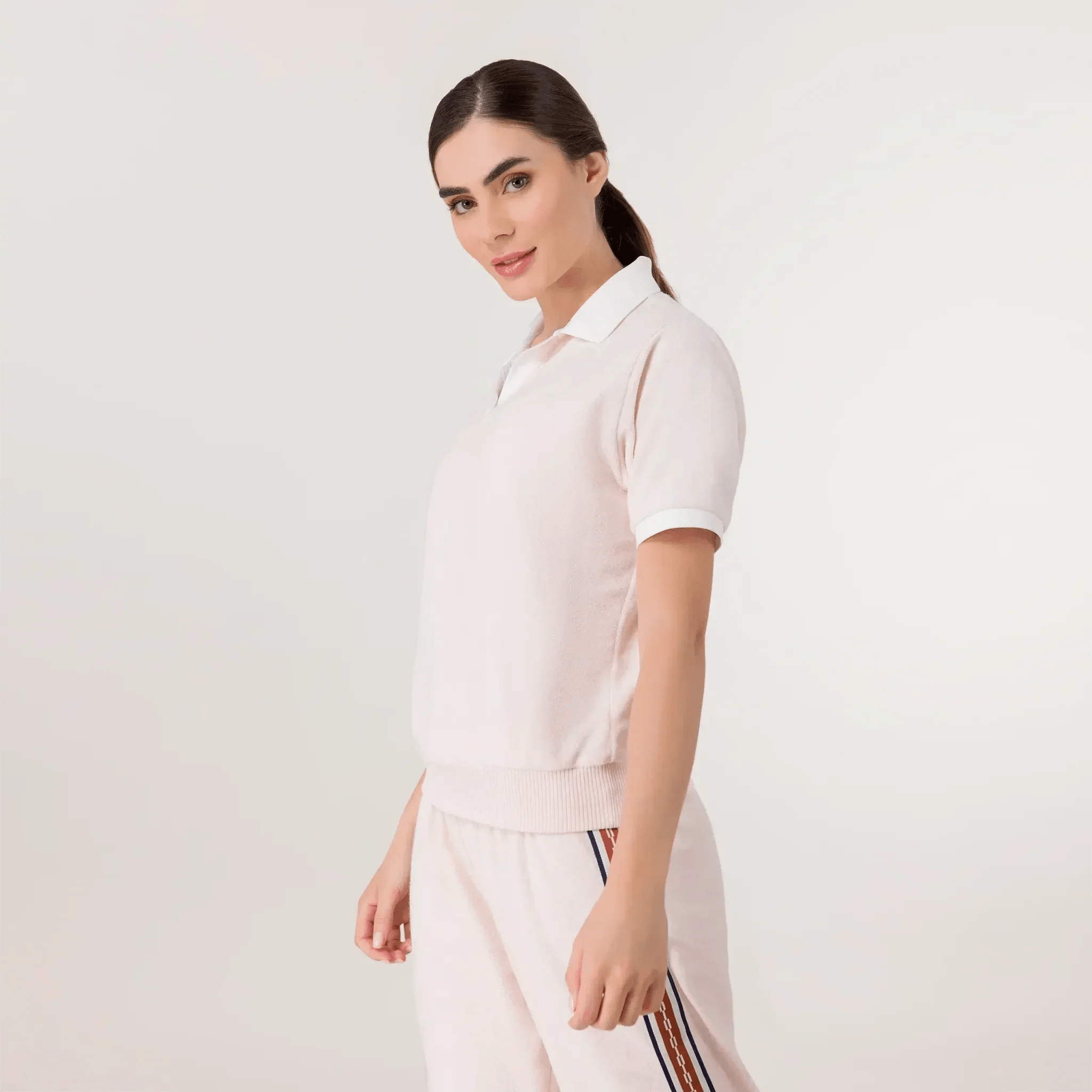 Velour Polo Top - SEASONAL PINK