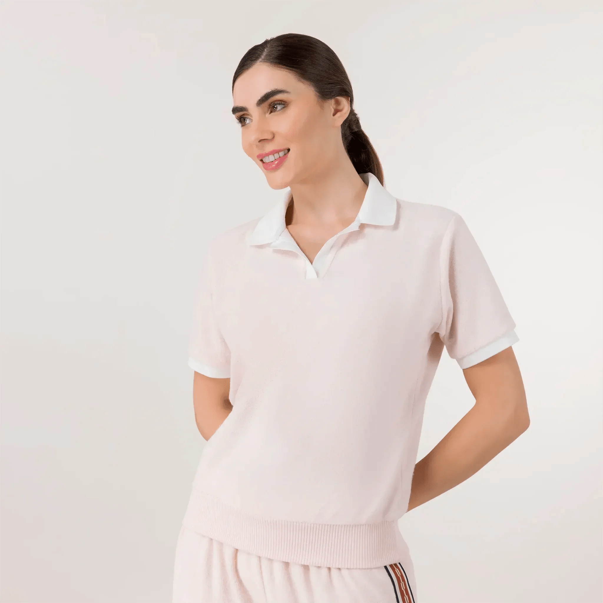 Velour Polo Top - SEASONAL PINK