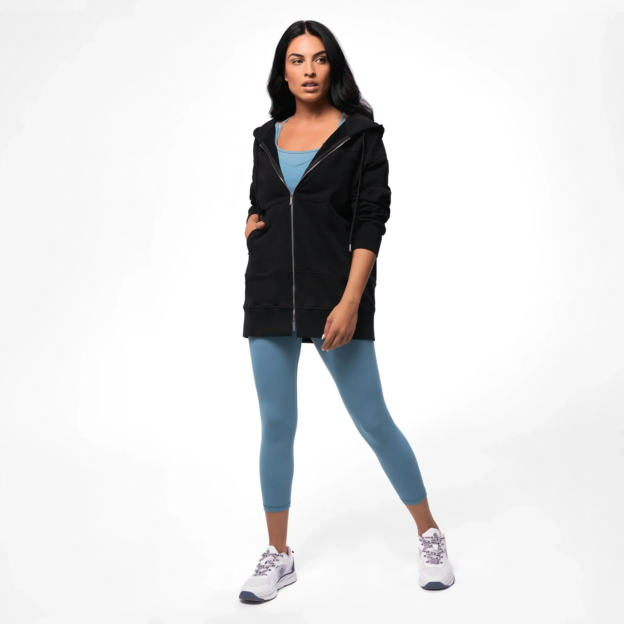 Zip Front Hoodie - SEASONAL BLACK
