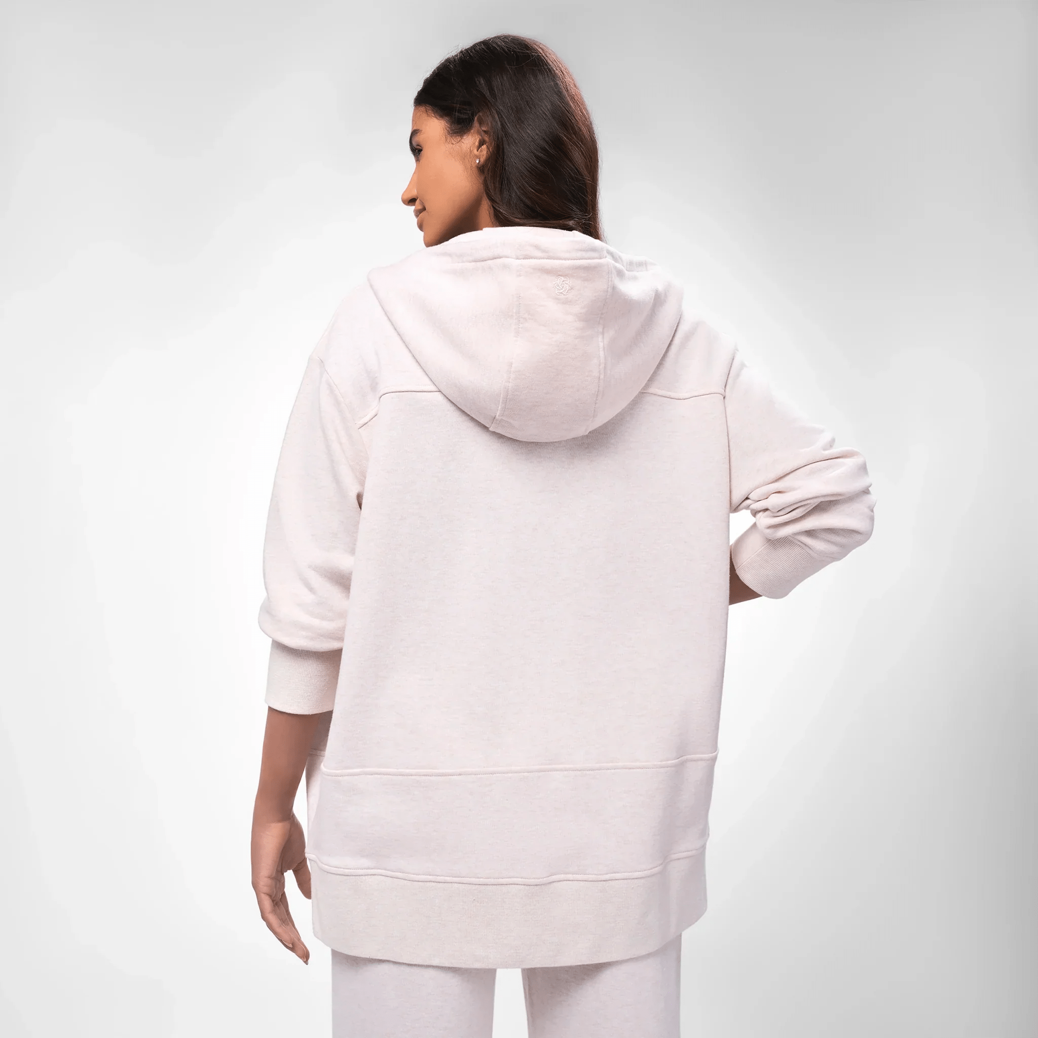 Zip Front Hoodie - SEASONAL WHITE MELANGE